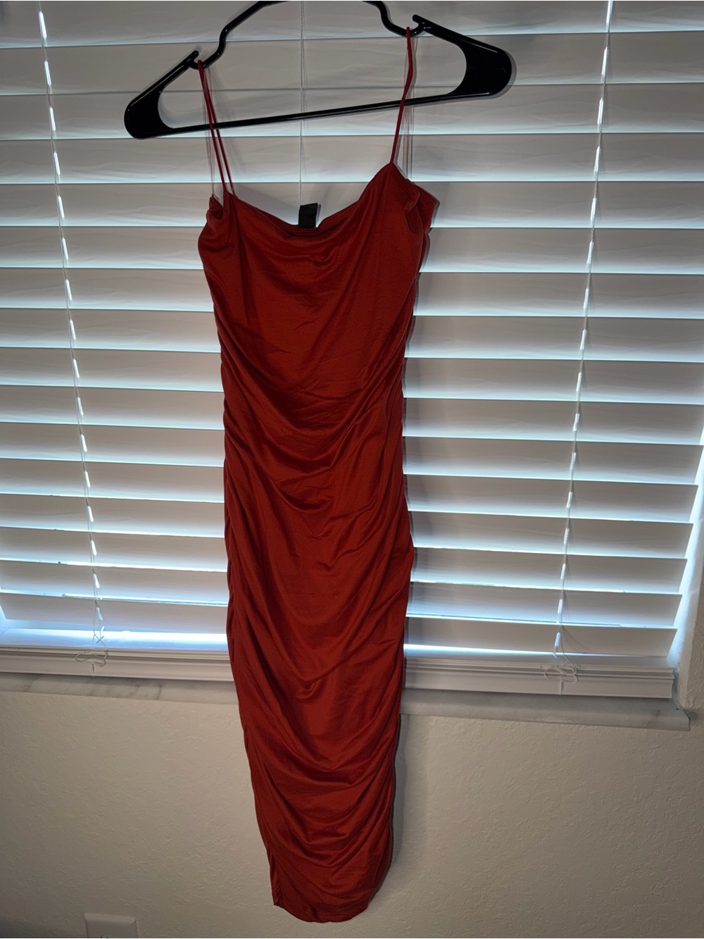 Windsor Red Ruched Asymmetrical Slip Dress